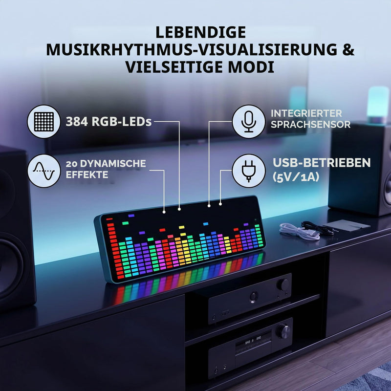 Real-time Music Visualizer RGB LED Spectrum Analysis Compatible with HiFi DJ Equipment Smart Home 16 x 24 cm