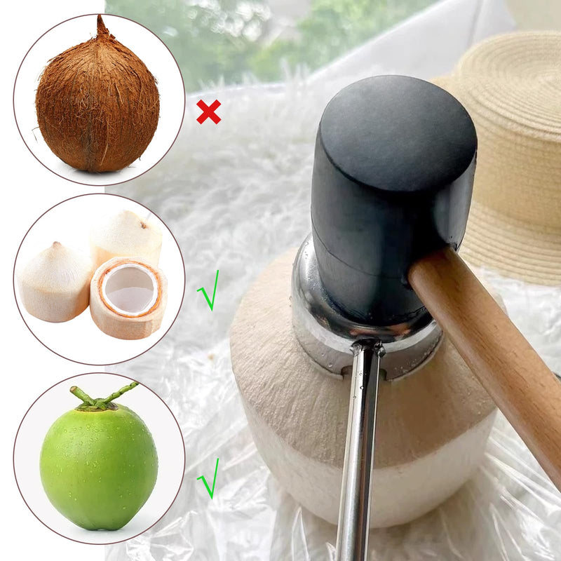 Coconut Opener Tool Set,Food Grade Coconut Opener,Coconut Scraper for Kitchens,Picnics and Beach Vacations