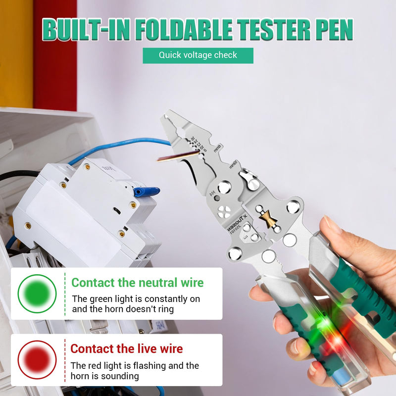 18-in-1 Wire Stripper & Multi-Tool Pliers, Foldable Electrician Tool with Screw Cutter, Wire Crimper, Stripper, and Tester – Compact All-in-One Hand for Home & Professional Use