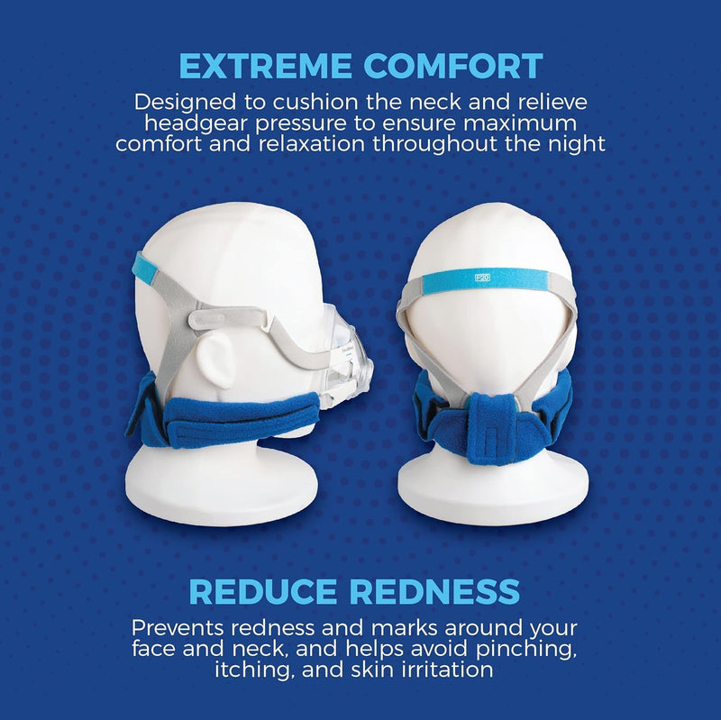 CPAP neck pad, CPAP mask headgear cover, premium sleep apnea mask neck pad - universal size for restful sleep - includes high-quality strap covers, face pads (blue)