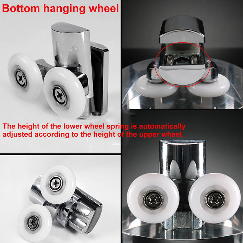 KAFENDA Zinc Alloy Shower Door Runners 23mm Twin Shower Door Rollers 2top 2bottom 4pcs Silver