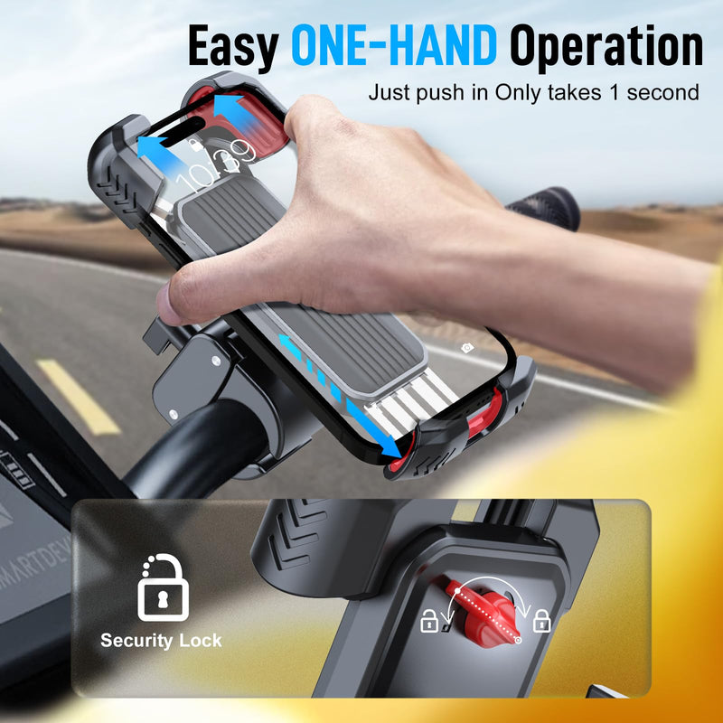 Bike Phone Holder, Moman PME1 Universal Motorcycle Phone Mount 360° Rotatable with Quick Release Handlebar Clamp Compatible with iPhone Samsung 4.5”-7.0” Phone, Motorcycle-Phone-Holder-Motorbike-Mount