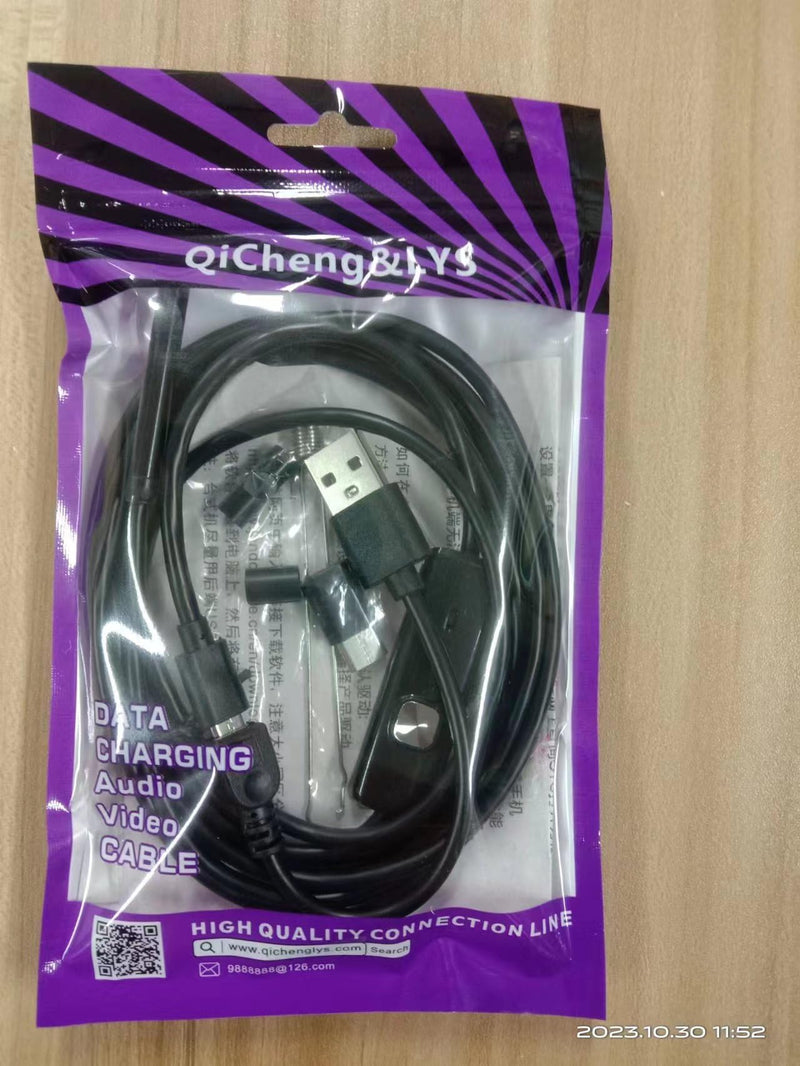 QiCheng&LYS USB Android Endoscope 2.0 Megapixel CMOS HD 2 in 1 Waterproof Endoscope Inspection Camera Rigid Snake Cable for Smartphone Tablet Device (2m) 2m