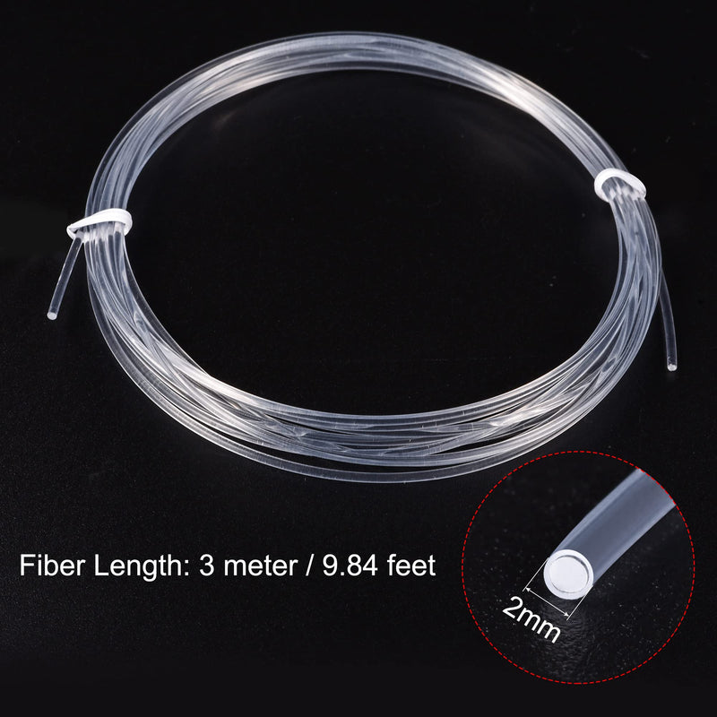 sourcing map PMMA side glow fiber optic cable 2mm 3.0M for LED light guides in the home, hotel