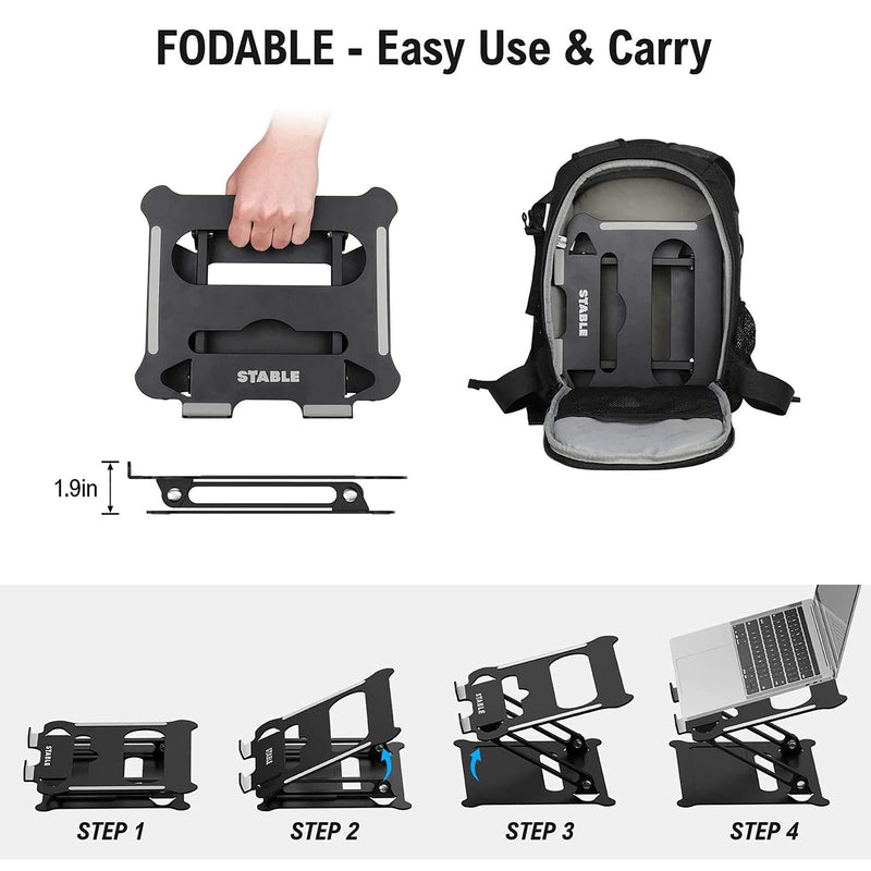 Adjustable Laptop Stand,Portable Laptop Computer Stand Riser&Multi-Angle Stand with Heat-Vent to Elevate Laptop Holder for Mac,Notebook,Lenovo KT1-black Black