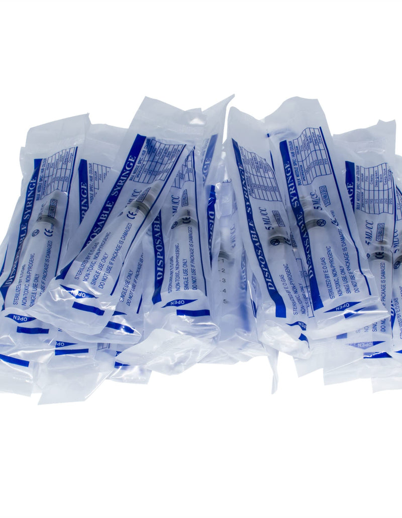 5ml Luer lock Syringe with diameter 21G Long 1.5Inch Needle, Sealed Package (100) 100