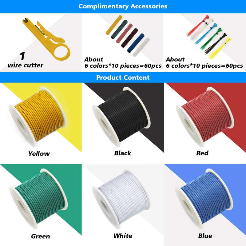 18 AWG 0.75mm² silicone electronics electrical wire cable kit, 4 meters each, wire tinned copper strands, for DIY models household appliances etc. 0.75mm² 18AWG-4M silicone