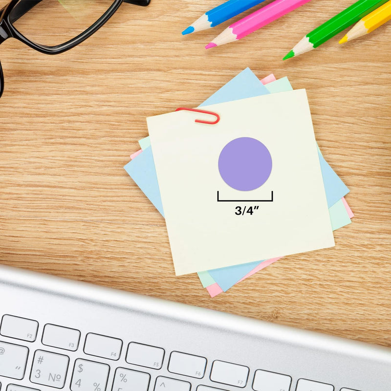 ChromaLabel 0.75 Inch Round Label Permanent Color Code Dot Stickers, 1000 Labels per Roll, Lavender