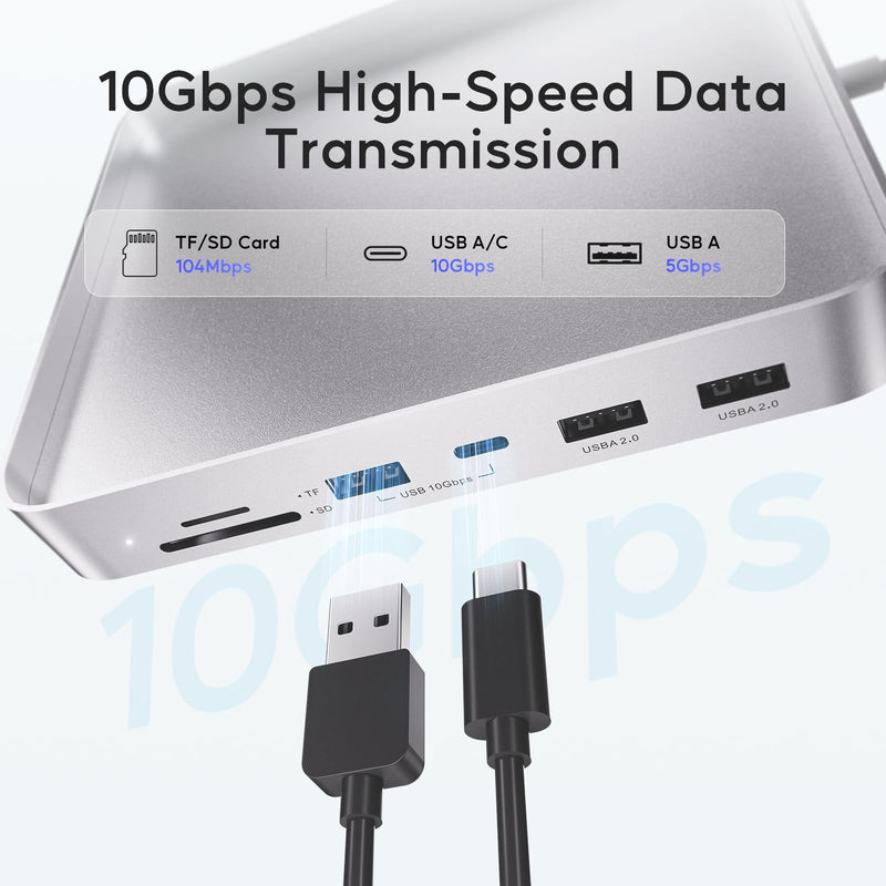 USB C HUB for iMac 24 inch 2021/2023/2024, PULWTOP USB Hub Adapter iMac Accessories for i-Mac M1/M3/M4 with USB C 10Gbps 3*USB A SD/TF, Docking Station Support Expand M.2 SSD (Not Included), Silver imac usb c hub-sliver