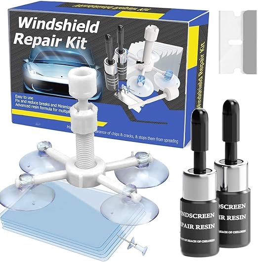 Windshield Crack Repair Kit, Cracks Gone Glass Kit Automotive Windscreen Tool for Fixing Chips, Glass Repair Kit Windshield for Fixing Chips, Cracks, Bulls-Eye and Star-Shape Cack (2 Set)
