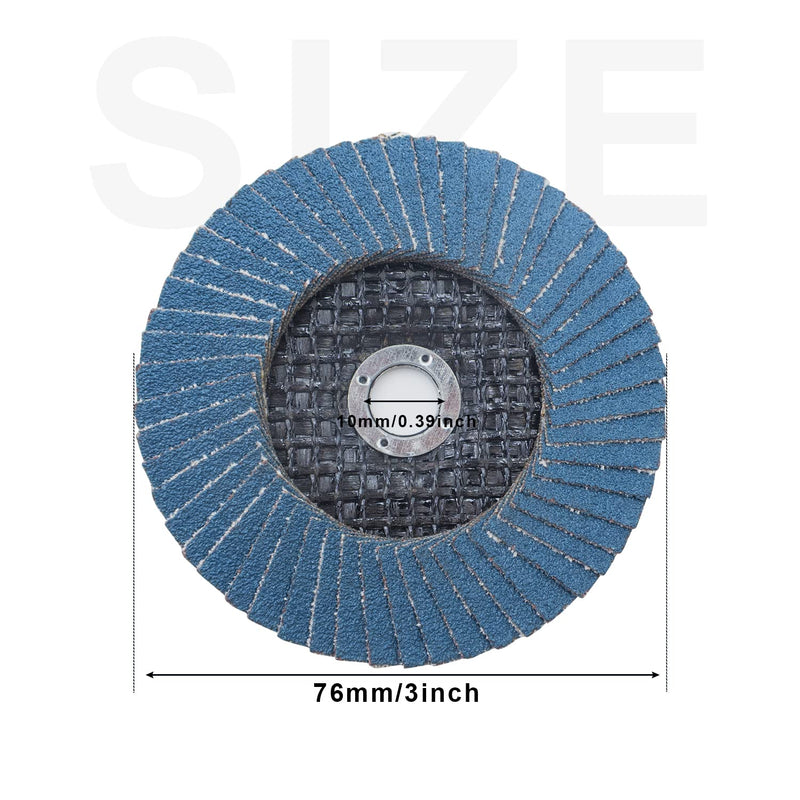 Flap discs, pack of 6 sanding discs, diameter 75 mm, grain size 60/80/120, suitable for cordless angle grinders, grinding disc, lamellar discs, steel fan sanding disc for angle grinder polishing machine