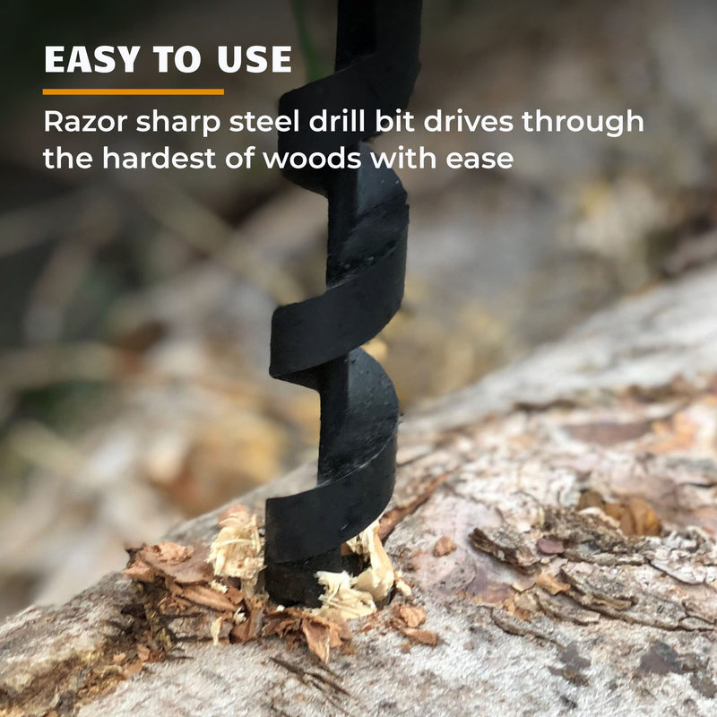 Bushcraft Survival 1.5 Inch Scotch Eye Auger | Manual Hand Wood Auger Drill Bit for Camping & Shelter Building | Heavy Duty Steel Bushcrafting Tools & Backcountry Gear