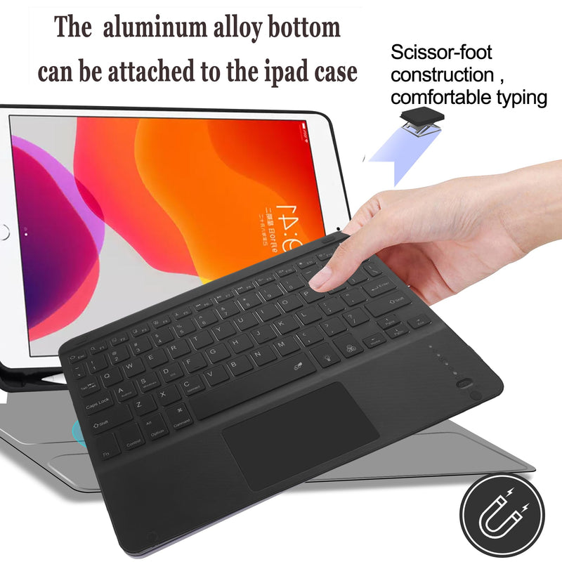 Wireless Bluetooth Keyboard,10-inch Ultra-Slim 7 Color Backlight Keyboard with Touchpad,Rechargeable Wireless Magnetic Bluetooth Portable Keyboard for Mobile Phones,Computers,Tablets and iPads (Black) Black