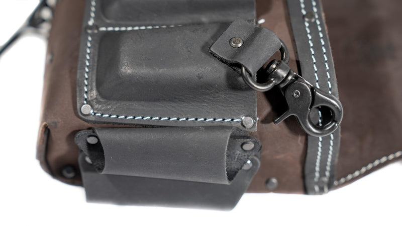 Zeluga 6 Pocket Leather Electrician Tool Pouch Brown/Black