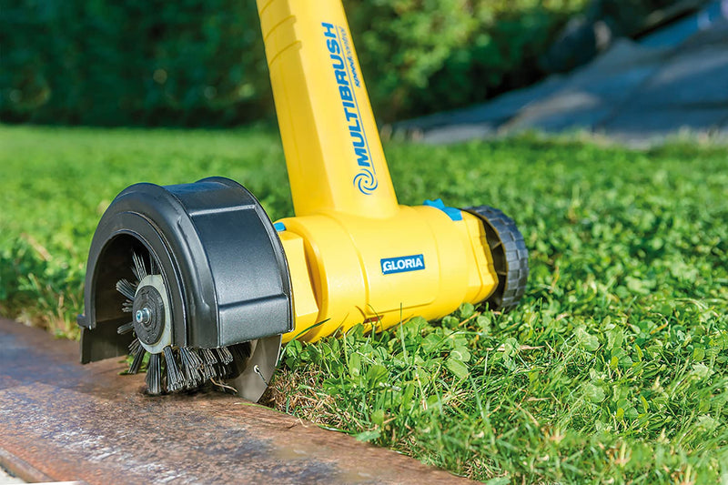 Gloria Cut and Brush 2-in-1 edge cutter for MultiBrush speedcontrol and MultiBrush li-on | Precise cutting of lawn edges and cleaning stone edges, stainless steel disc and 50 mm nylon brush, tool-free change 18 x 18 x 12 cm 2-in-1 lawn edge cutter