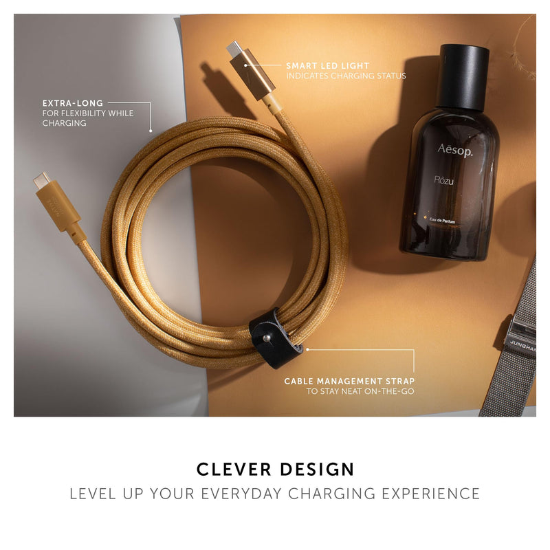 Native Union Type-C Belt Cable Pro - 240W USB-C to USB-C 8ft Ultra-Strong Charging Cable with Leather Strap Compatible with iPhone Air, 17e, 17 Pro Max, MacBook Pro 14"/16" M5, Air 13"/15" M5 (Cosmos) Cosmos