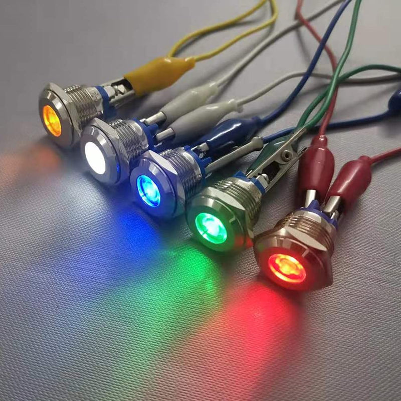Gebildet 5pcs 16mm 12V-24VDC Stainless Steel Waterproof LED Indicator Light Screw Terminals in 5 Colors Red/Orange/Blue/Green/White 16mm 12V-24V