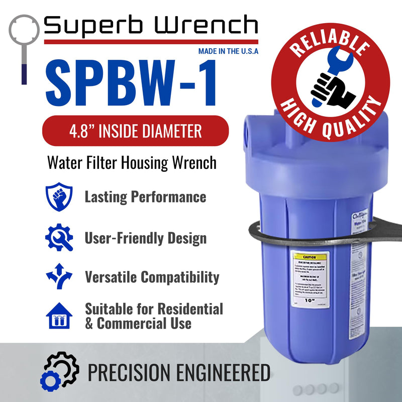 Superb Wrench SPBW-1 Heavy Duty Metal Water Filter Housing Wrench (4.8 inch Inside Diameter)