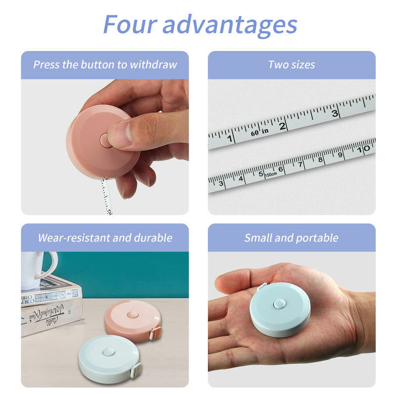 Firschoie 6 pieces tape measure body, tailor's tape measure, 150 cm / 60 inch tape measure body, practical retractable tape measure, flexible tape measure for measuring length, chest/waist, counting