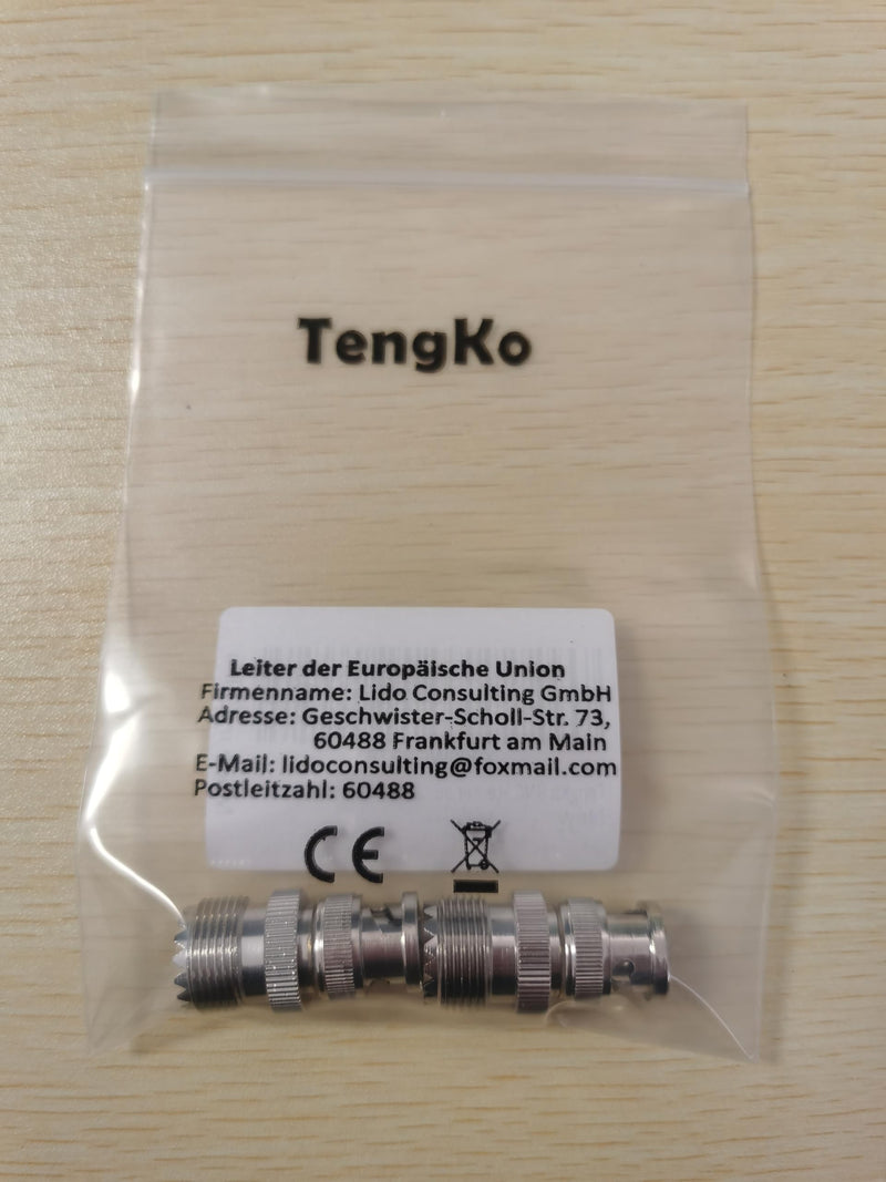 TengKo BNC Male to UHF Female SO-239 SO239 Adapter Connector RF Coaxial Coax Adapter for Antenna Coaxial Cable Radio Scanner (2 Pack) 2 Pack