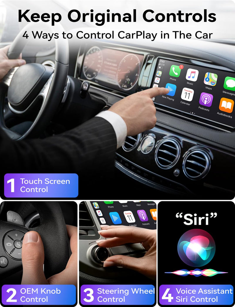 Carplay Wireless Adapter for Apple, 2024 Upgrade Stable Fast Connection for Converts Wired to Wireless carplay Dongle, Wireless Control Plug & Play Carplay for Cars from 2017+ & for iPhone iOS 10+ cosmic gray