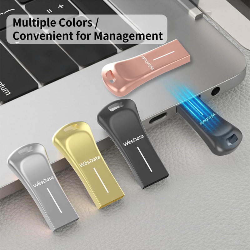 5-Pack 64GB Small USB Flash Drives with 2 USB C Adapters in Portable Carrying Case, Zinc Alloy Metal Shell, 4 Colors, Thumb Drive, Memory Stick, Pen Drive for PC/Mac/Phone/Laptop/Car