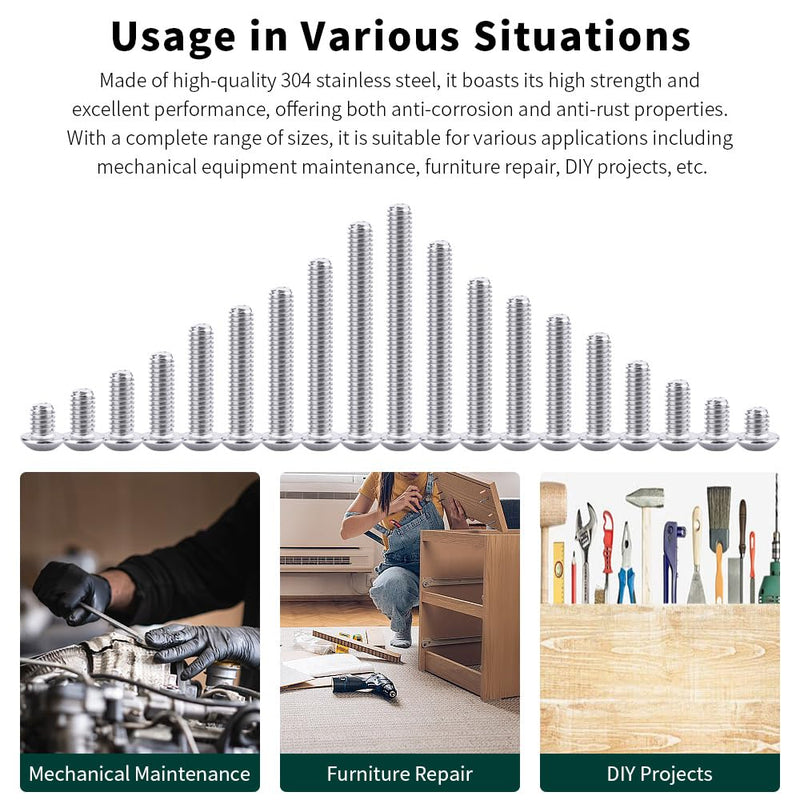5/16-18 x 1-1/2" Button Head Socket Cap Bolts Screws, 304 Stainless Steel 18-8, Full Thread, Coarse Thread, Allen Hex Drive, 50 PCS 5/16-18 x 1-1/2"