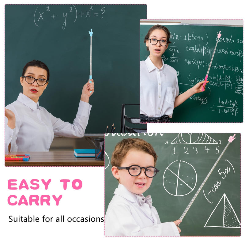 4 Pcs Extendable Hand Finger Pointer Stick Telescopic Classroom Teacher Pointer Retractable Demonstration Baton for Elementary School Kindergarten Children Reading Conference Presentation