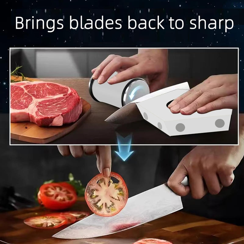 White Rolling Knife Sharpener, Professional Rolling Knife Sharpener Kit with 5 Magnetic Angle Offer 12/15/18/20/22° for Kitchen Knives (SET-B) SET-M