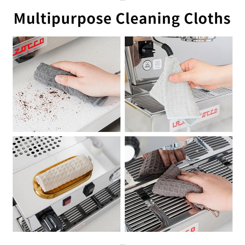 watchget Barista Micro Cloth 10 Pack, Microfiber Barista Cleaning Towels Microfiber Waffle Weave Kitchen Dish Cloth Coffee Bar Towel Coffee Machine Cleaning Cloth, Dark Grey(12"x12") Dark Gray