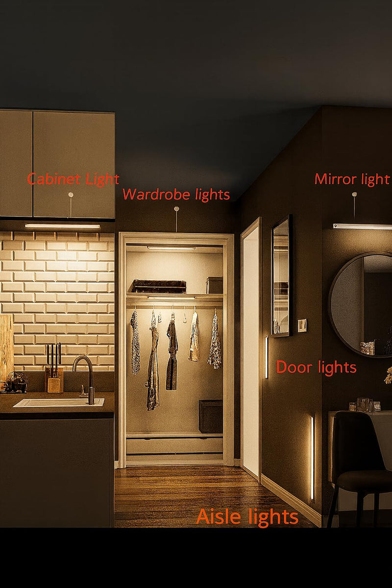 Under Cabinet Lighting 16 Inch, 2 Pack Rechargeable LED Motion Sensor Lights, Dimmable, USB-C, 3 Color Temperature, Magnetic Wireless Closet, Kitchen, Wardrobe Lights 16 inches