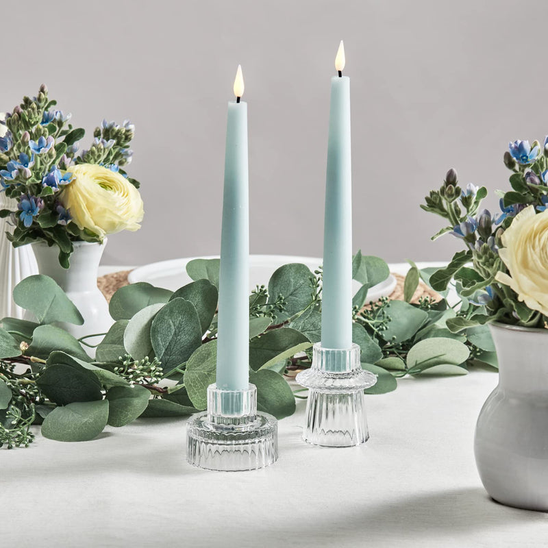 LampLust Flameless Taper Candles with Remote, 9 Inch, 4 Pack Pastel Blue Candlesticks, LED Candles Flickering Flameless Candles for Baby Shower Gender Reveal Decorations, Spring Home & Wedding Décor Pastel Blue - 4 Pack