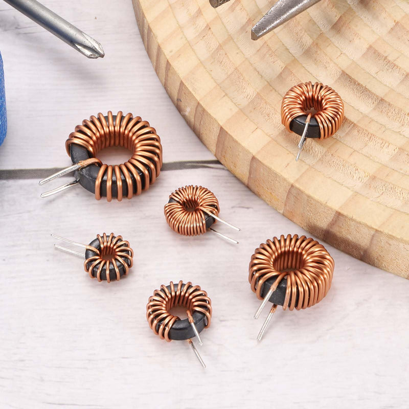 QUARKZMAN Toroid Core Inductor 33uH 5A Copper Wire Winding Inductance Solenoid Coil for Transformers 0.51 Inch Outer Diameter Pack of 12 | Inductance Coil Replacement, Copper Inductance Wire, 13mm Diameter, For Printed Circuit Board
