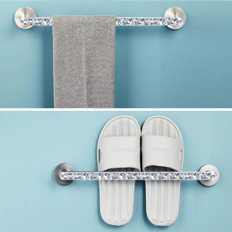 Meetart Crushed Diamond Glass Towel Bar for Bathroom,Set of 2 Towel Rods Wall-Mounted ,Towel Racks for Bath Towels,Hand Towels(15.5”) 15 inch Silver