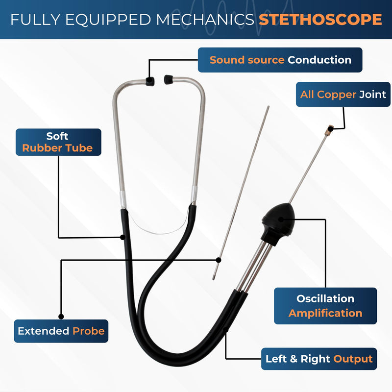 Professional Automotive Stethoscope – Precision Mechanic Stethoscope and Sensitive Hearing Tool for Engine Diagnostics in Cars, Trucks, and Motorcycles