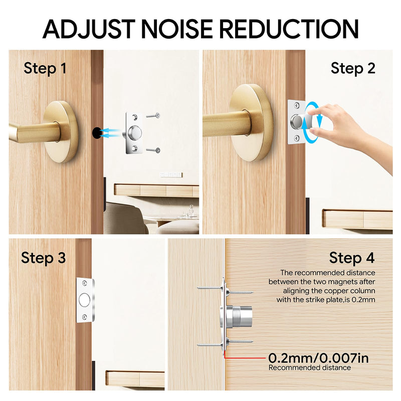 Mousike Door Ball Catch Hardware, Adjustable Hidden Magnetic Ball Catch, Stainless Steel Strike Plate with Strong Suction, Door Ball Catch Replacement for Top of Door (6 Pack, Silver) 6 Pcak - Magnetic