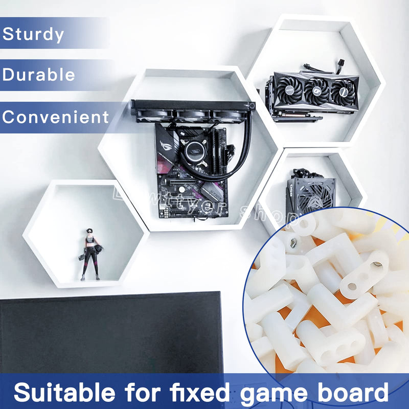 2 cm L Type Plastic Arcade Gaming PCB Board Mounting Feet White Motherboard Spacers, Board Feet Stand with Screws 50 Sets, Lewttyer