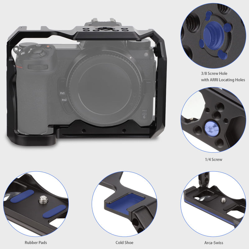 Leftfoto Camera Full Cage for Nikon Z6II Z7II Z6 Z7 Z6ii Z7II Mirrorless Protection Frame Rig with Arca Base,Video Cage for Vlog Video Shooting