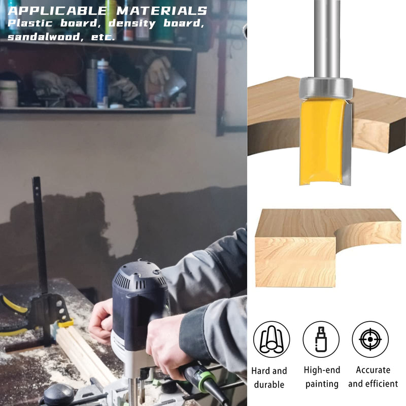CPROSP 3pcs 8mm Shank Flush Cutter, Milling Cutter 8mm Shank Router, for Woodworking, Top/Bottom Bearing Flush Trim Bit Flush Cutter 8mm