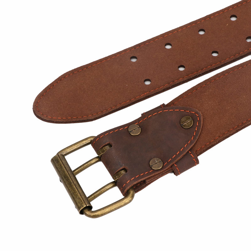 TOURBON Adjustable Tool Belt with 2 Tool Pocket,7 Tool Holster (Dark Brown) | Hanging Hooks Hammer Hatchet Screwdrivers Holder Tape Measure Drill Holster, Work Waist Belt with Double Prong Roller Buckle Dark Brown