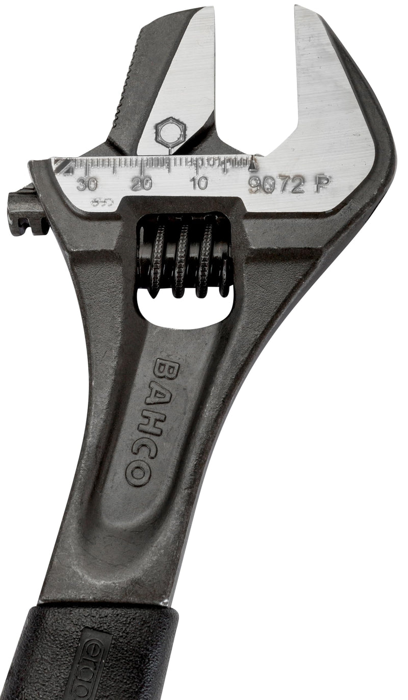 Bahco BAH9073RPUS 12" SAE Ergo Combination Industrial Black Finish Adjustable/Pipe Wrench, Reversible Jaw for Dual Functionality, Aggressive Angled Teeth, Thermoplastic Handle, and Slim Tapered Jaws 12-Inch