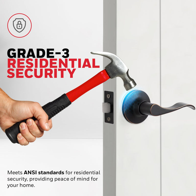 Honeywell Safes & Door Locks - Wave Lever Door Handle with Non-Locking Interior - Passage Front Door Lever is Ideal for Closets & Hallways - 6.88" L x 2.75" W Inches - Oil Rubbed Bronze - 8106403