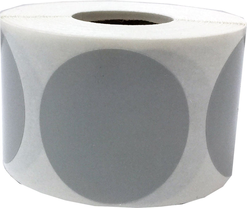 Grey Color Coding Labels for Organizing Inventory 1 1/2 Inch Round Circle Dots 500 Total Adhesive Stickers On A Roll