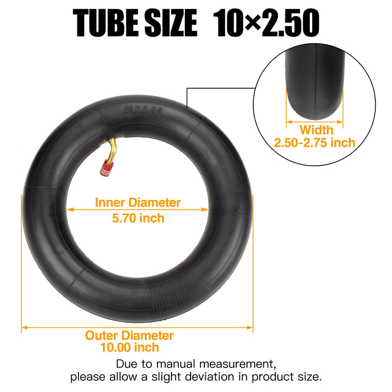 FVRITO 10x2.50/2.75 10 Inch Inner Tube for Smart Self Balance mobility Electric Scooter 36v 48v 400w 500w 800w Hub Motor Mijia M365 With TR87 Angled Stem 2 Pack