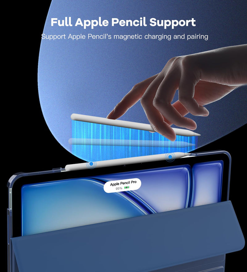 TiMOVO for New iPad Air 13 inch Case M2 2024, iPad Pro 12.9 2022/2021(6th/5th Gen) Case, Slim Stand Cover for iPad Air 13-inch, Auto Wake/Sleep Smart Shell with Translucent Back, Navy Blue