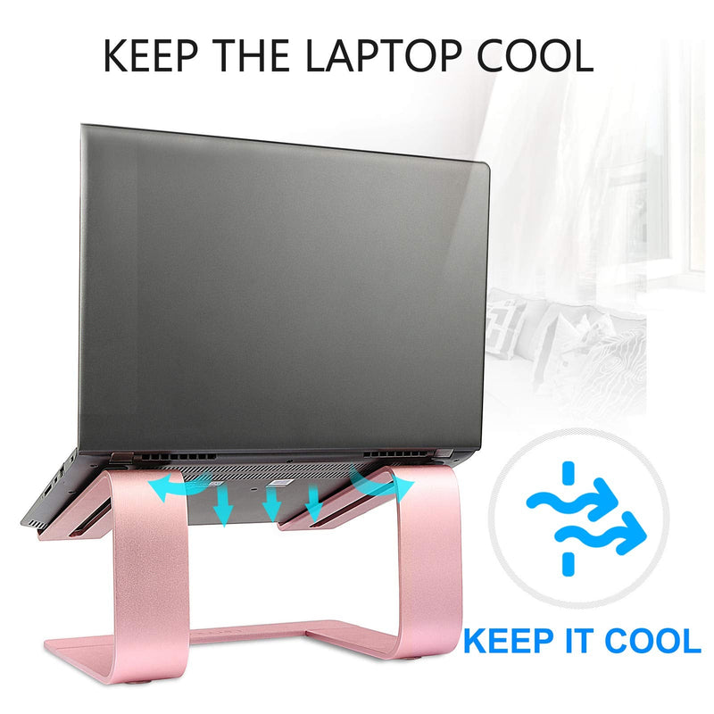 Urmust Laptop Stand for Desk - Aluminum Computer Stand Riser Holder for MacBook Air Pro, Dell, HP, Lenovo, Samsung, Alienware Laptops 11-15.6" (Rose Gold) A-Rose Gold