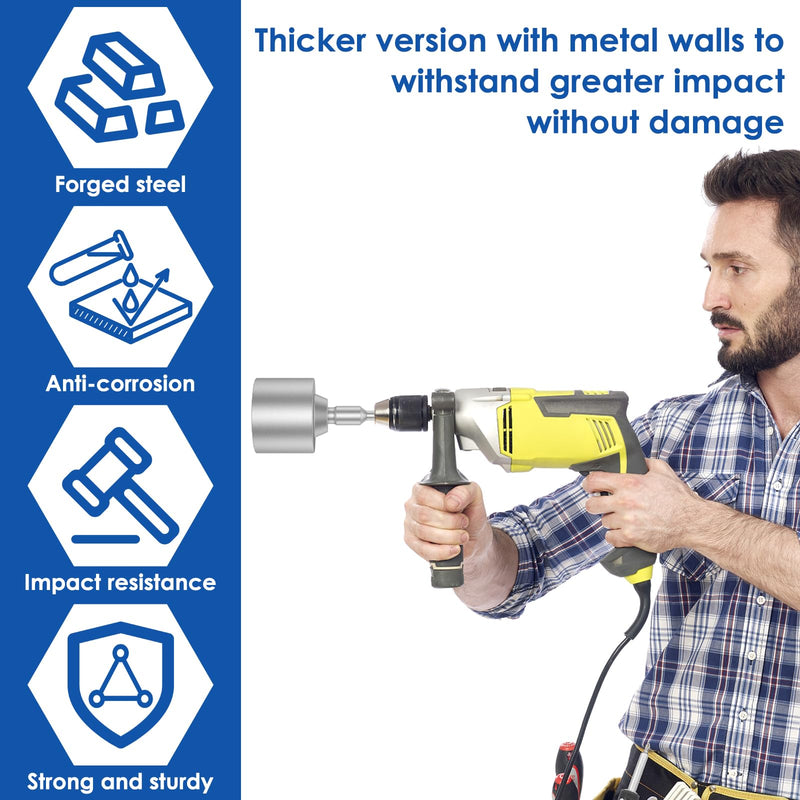 SDS Plus T-Post Ground Rod Driver, 30/45/65mm Forged Steel Drill Bit Driver, Heavy Duty Hammer Drill Rod Converter, Save Time Ground Rod Driver Tool for Rotary Hammer Drill Ground Rods (2.56inch) 2.56inch