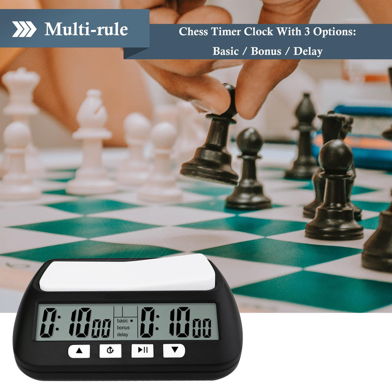 Digital Chess Clock Timer,QINFIEY Chess Timer for Board Games,Professional with Bonus Delay Count Down Up Function,Batteries Included