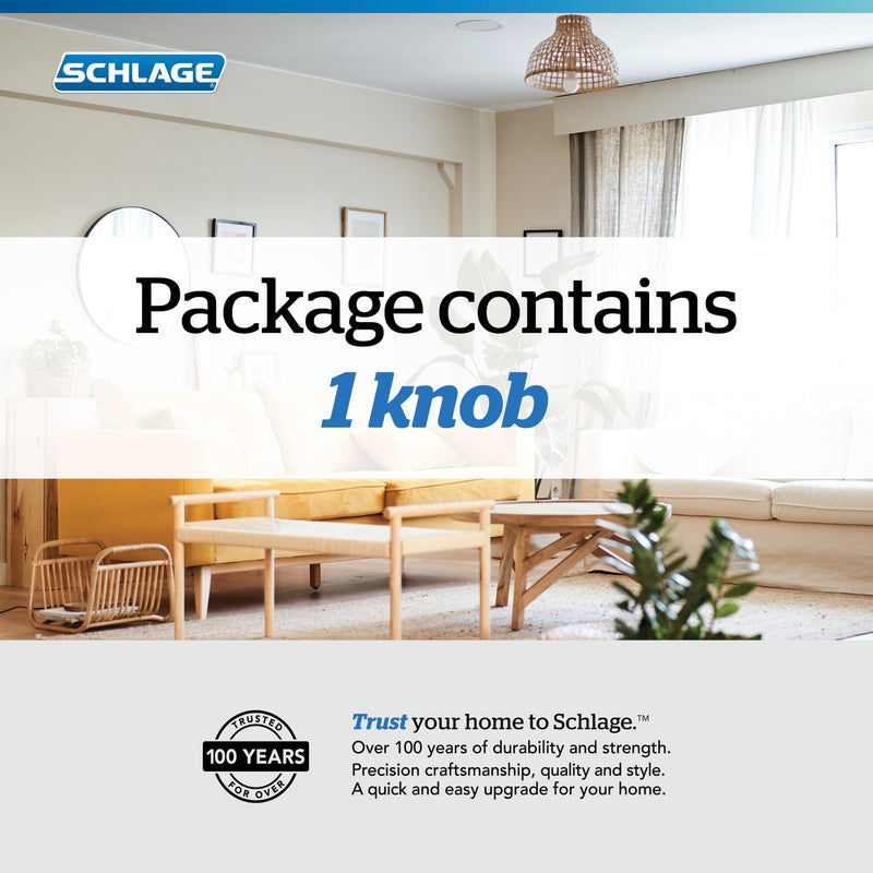 SCHLAGE Georgian Knob with Addison Trim Non-Turning Lock, Antique Brass (F170 GEO 609 ADD) One Sided Non Turning