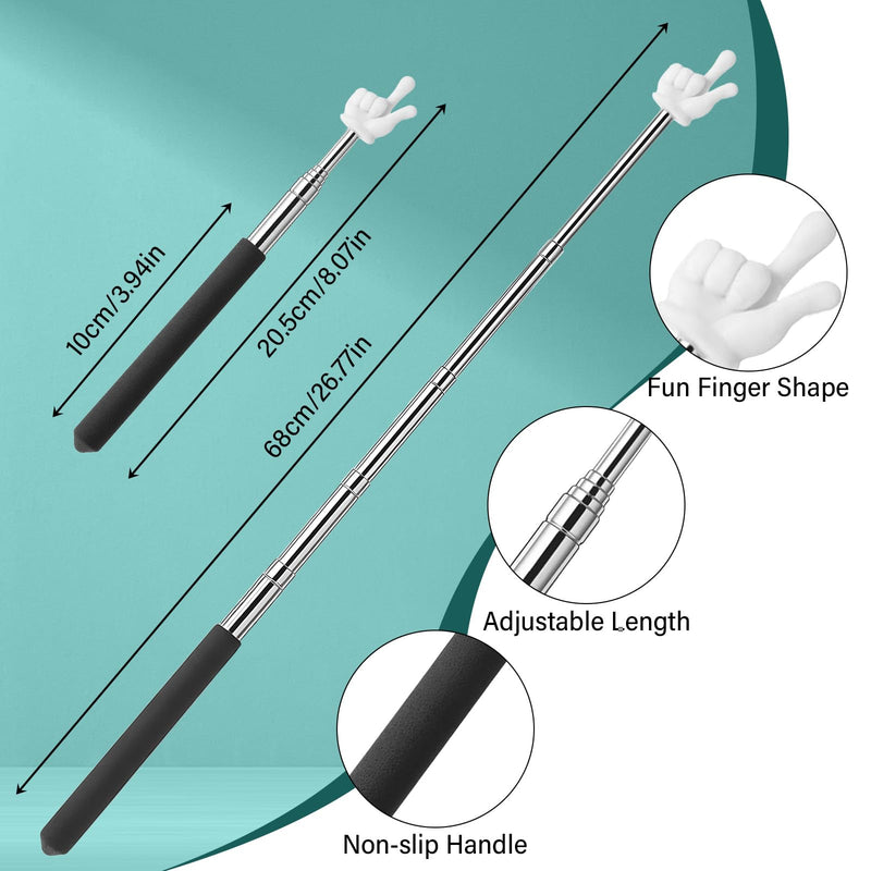 2 Pcs Finger Pointer Stick Telescopic Teachers Pointer Finger Retractable Pointer for Classroom & Kindergarten Supplies (Black)